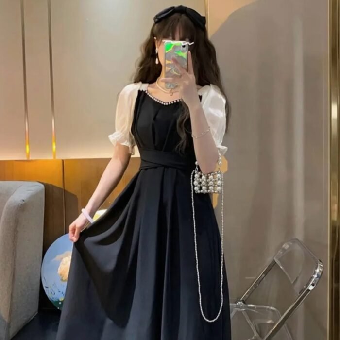 Black Semisweetheart Midi Dress